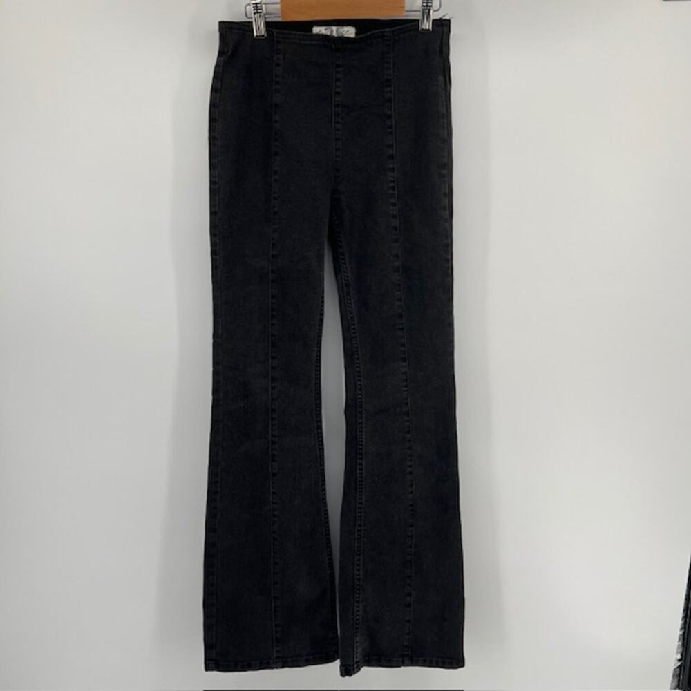 We The Free Faded Black Flare Denim Jeans Women25 Boho Festival Stretch Jegging